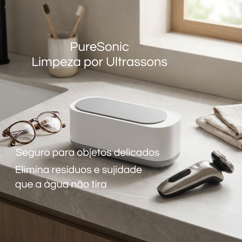 PureSonic – Limpeza Profunda por Ultrassons: Higiene Impecável para os seus Objetos Diários.