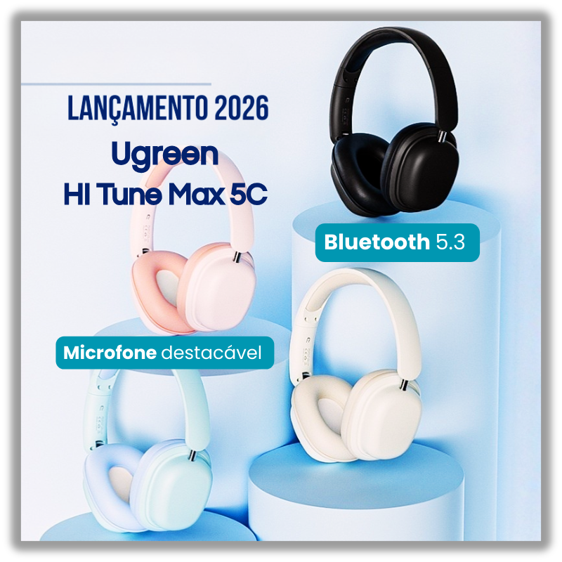 Ugreen HiTune Max5C - Headset Bluetooth 5.3 Dobráveis com Microfone Destacável