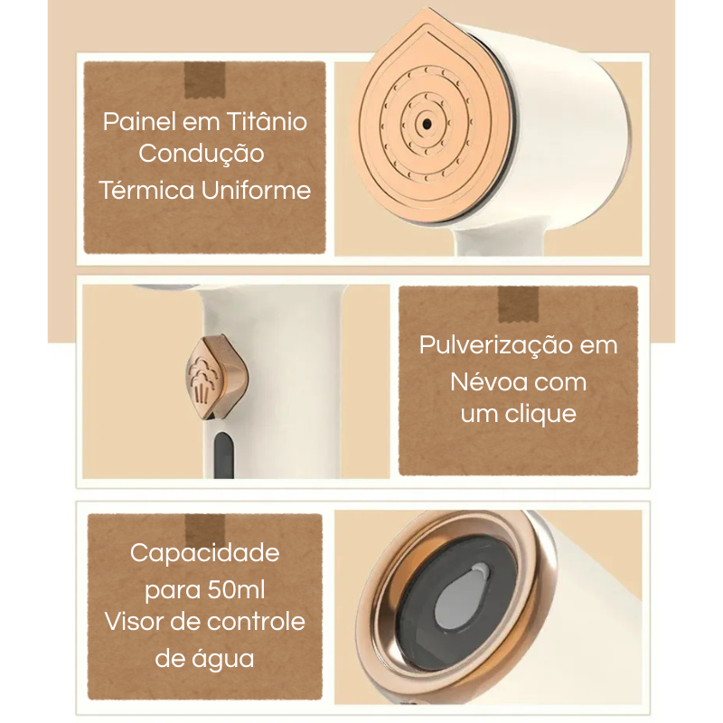 PureSteam – Ferro a Vapor Portátil com Painel de Titânio